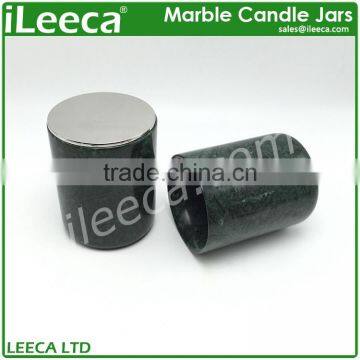 Dark green marble jars for candle making