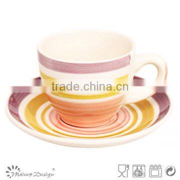 Cup Saucer Silk Screen High Quality Modern Design Top Sale Whloe Sale With Strips photo-2