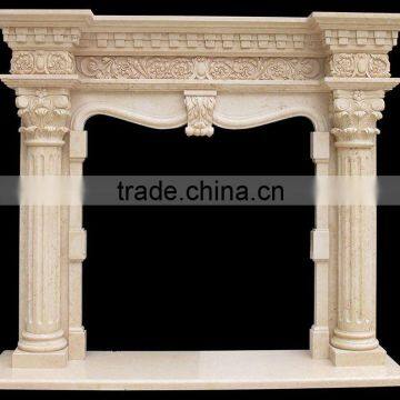 Architectural antique European style elegant stone carving marble fireplace