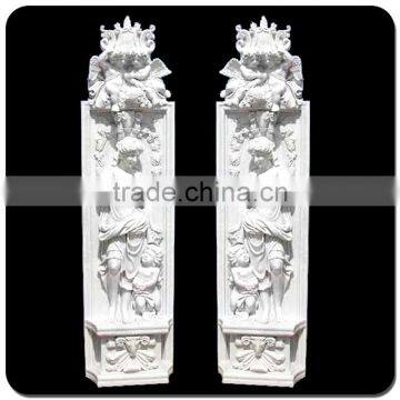 Mother and Children Statue Pillars Figurative Building Marble Pillar photo-2