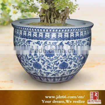 Chinese style excellent quality blue pottery bonsai pots for garden decor