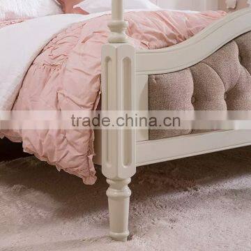 Princess Wonderland Luxury European Style Solid Wood Tufted Bed With Pure White Poster and Canopy BF11-02274e photo-5