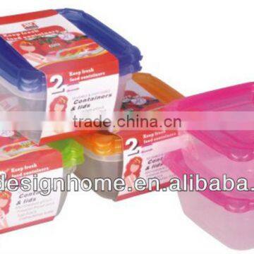 2 PCS FUCHSIA, TURQUOISE, LIME GREEN, ORANGE 0.7L SQUARE PP PLASTIC FOOD CONTAINER