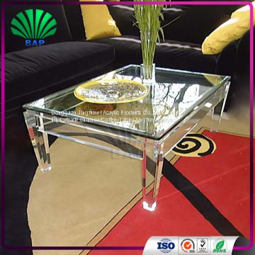 European Style Acrylic Furniture Coffee Table Plexiglass End Table With Clear Lucite Legs