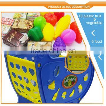 Toy Shopping Cart With Fruit & Vegetable Supermarket Trolley Shopping Cart Toy Car Trolley photo-2