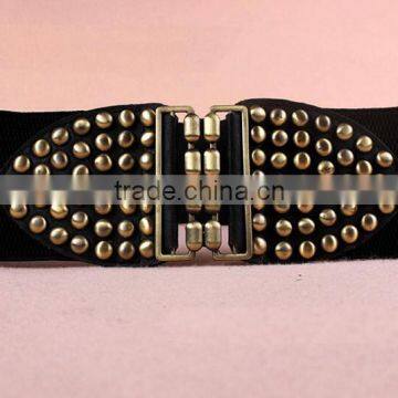 Wholesale Decorative Mushroom Rivet Alloy Buckle Women Lady Wide PU Waist Belt photo-5