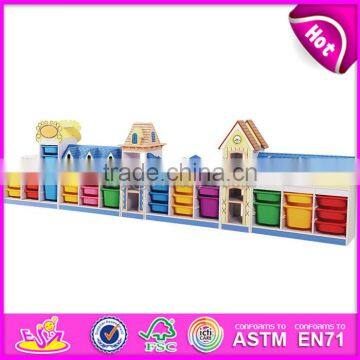 Wholesale cheap cartoon kids preschool toy shelf wooden daycare furniture W08C187