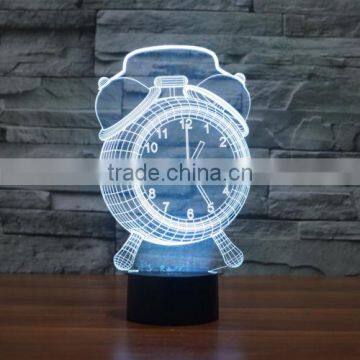 New Touch Clock 3D Night Light 7 Color Change LED Table Lamp Xmas Toy Gift photo-2