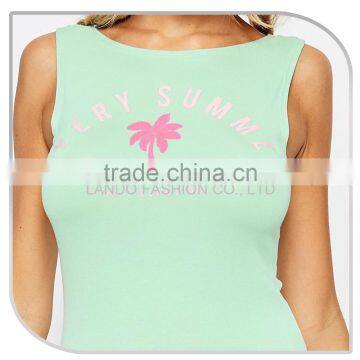 Summer Style Pale Green Women Body Suit With Cute Print photo-4