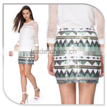 Young Ladies Geometric Pattern Slim Tight Sequin Penicl Skirt photo-2