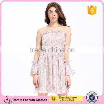 Domin fashion bronzing and press pleat fabric casual dress