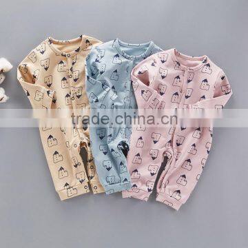 Wholesale New Born Snap Buttons Small House Printed Cotton Jumpsuit photo-2