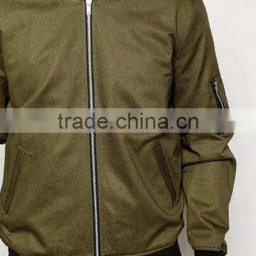 High Quality New Design Durable 100% Cotton Dark Green Rib Cuffs Round Neck Function Pocket Autumn Casual Men Bomber Jacket photo-3