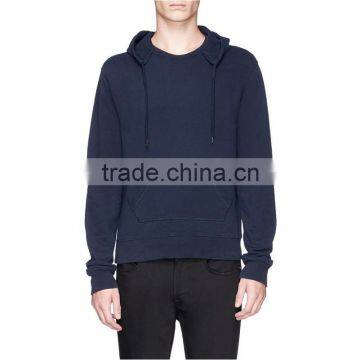 neck blank hoodie elbow leather no drawstring leather sleeve sweatshirt