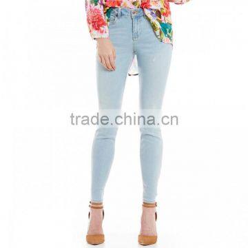 High quality wholesales women custom made skinny high waist jeans ladies jeans pants