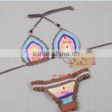 2017 multi-color contrasted ladies crochet bikini set