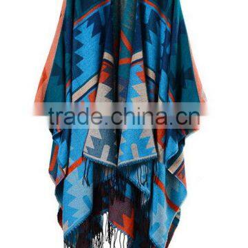 Special Design New Year Ladies Scarf Rhombus Shape Printed National Wind Women Muffle With Tassels photo-6