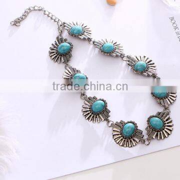 Zm34113a Vintage Women Jewelry Accessories Sliver Plated Turquoise Choker Necklace photo-4