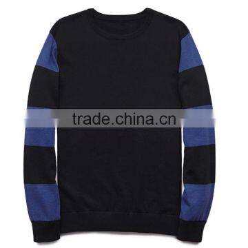 Navy Stripes Long Sleeve Fine Knit Crew Neck Cotton Sweater Pullover Male photo-4