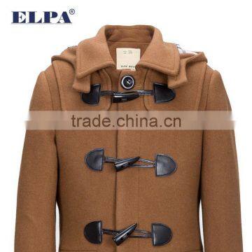 ELPA Tan Wool Long Slim Fit Winter Overcoat With Removable Cap for Boy photo-5