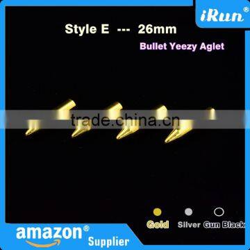 Customized Yeezy Shoelaces Metal Bullet Aglets - Gold&Silver&Gun Black Metal Tips - Bullet Shape Gold Metal Aglets photo-4