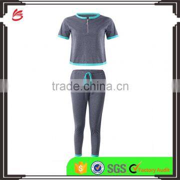 Custom Women Latest Design Tracksuit Women Summer Cotton Patchwork Short Sleeve Sport Tracksuits