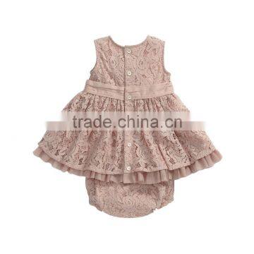 High Quality 2 Pcs Set Baby Girl Lace Dress and Shorts photo-2