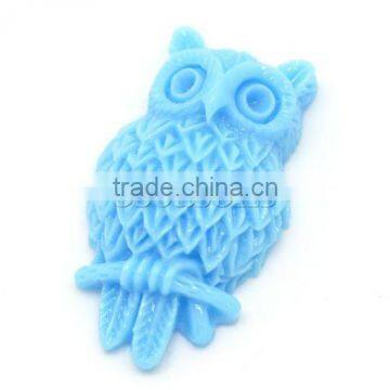 Blue Resin Owl Halloween Ornaments Cameo 31x18mm(1-1/4"x3/4"), sold per packet of 20