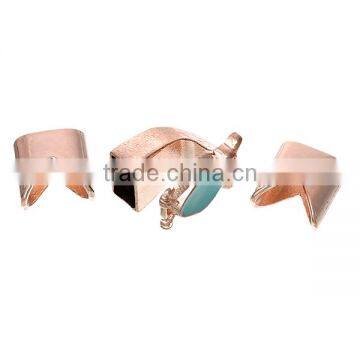 Zinc Based Alloy Hook Clasps Bracelet End Bar With Slider For Leather Bracelet Owl Halloween Rose Gold Skyblue