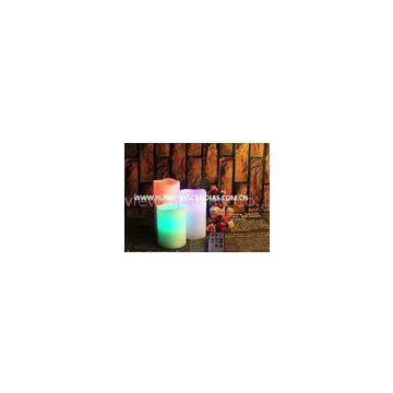 Paraffin Wax Remote Control Flameless Candles / Ivory Wax Pillar Candles With Wavy Edge