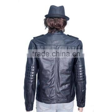 BIKER LEATHER JACKET WITH FOUR FLAP CHEST POCKET photo-2