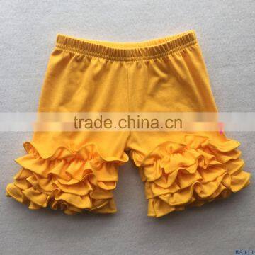 Wholesale baby yellow icing ruffled shorts wholesale girl summer clothes solid color cotton children shorts