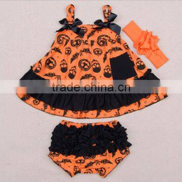 2016 3 PCS Ruffled Flower Baby Rompers Girl Baby Costumes Set Kids Jumpsuit Cotton Chevron Romper Photo Props With Bow Headband photo-3