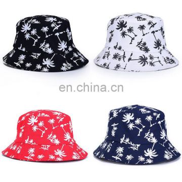 Fashion Unisex Mens Womens Coconut Tree Sunshade Beach Boonie Outdoor Bucket Hat Sports Travel Flat Cap