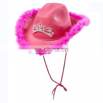 HEN-0058 ladies night hen party pink cowgirl hat with tiara