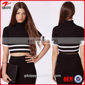 2014 Wholesale Ladies Fashion Clothes Black Strip Crop Top