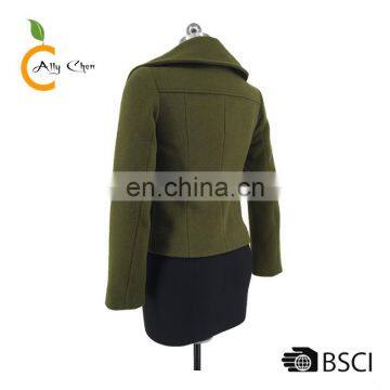 Wholesale army green women wool fabric for ladies long coats winter