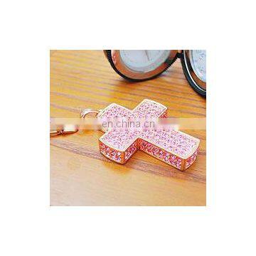 custom pink Cross shaped keychain