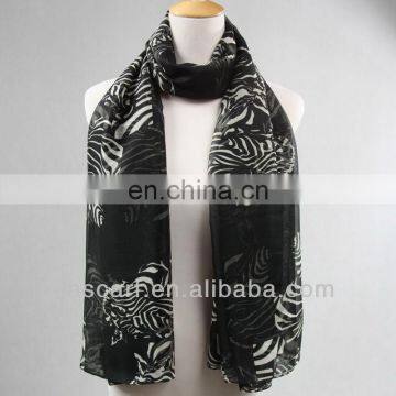 black animal printing polyester chiffon sarong