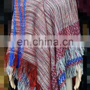 Color yarn winter acrylic poncho shawl&kick pleat scarf big scarf, wool shawl polyester scarf