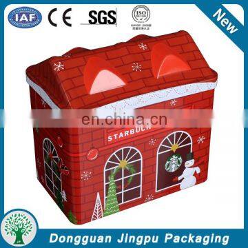 custom house shaped metal coin case money saving bank tin box