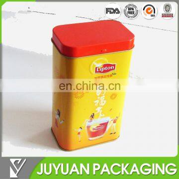 Small rectangular shape tin tea canister with lid