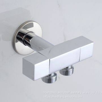 All copper square multi-function three-way angle valve one in two out