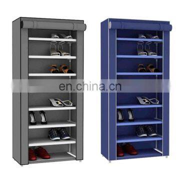 Waterproof Portable Folding10 layers unique standing display iron folding shoe storage box Cabinet Holder Fabric Shoe Storage