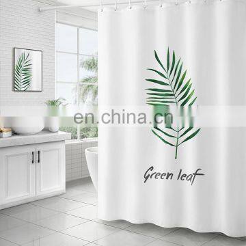 High Quality Polyester Plant Shower Curtain Leaf Green Waterproof Shower Curtain photo-3