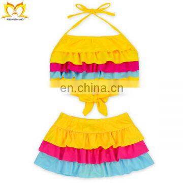 Baby Girls Summer Beautiful Yellow Micro Swimsuit Boutique Kids Bikini Wholesale Children Swimwear.