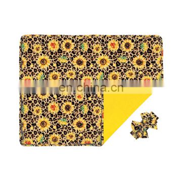 New sunflower and leopard  baby blanket toddler blankets patterns with lovely hairband knitted infant blanket for car seat