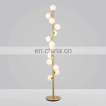 Home Standing Light Decorative Indoor Glass Ball Floor Lamp Luxury Gold Wrought Iron Floor Lamp photo-3