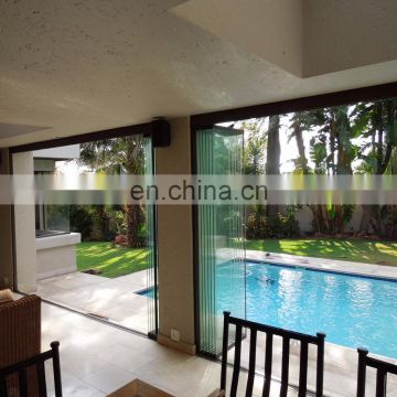 Economic frameless folding door 12mm glass door sliding bi-fold door