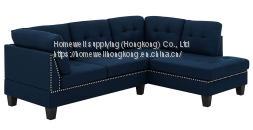 Modern style velvet sectional sofa HF2513 with chaise at right or left side  tufted seat and back cushion